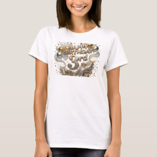 Lebendiges Orange HAPPY BIRTHDAY 3RD Zitat-Shirt T-Shirt