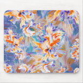 Lebendiges orange- und blau-abstraktes Blumen-Maus Mousepad (Vorne)