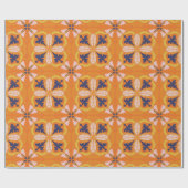 Lebendiges orange- und blau-blumiges Muster Geschenkpapier (Flach)