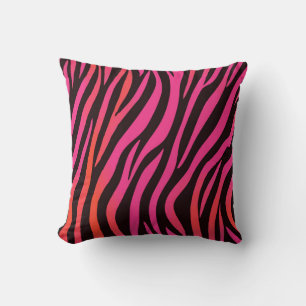 Lebendiges Orange- und Rosa-Zebrastreifen-Muster Kissen
