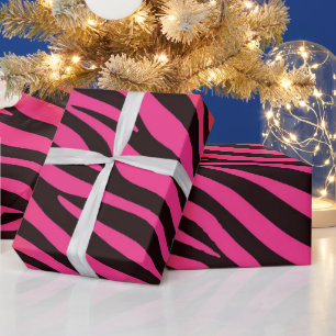 Lebendiges Orange- und Rosa-Zebrastreifenmuster Geschenkpapier