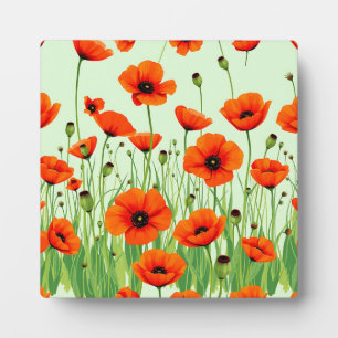 Lebendiges orangefarbenes Mohnfeld Aquarell Sommer Fotoplatte