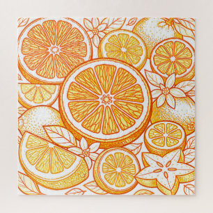 Lebendiges Orangen-Scheiben-Muster in Zitrus-Optik Puzzle
