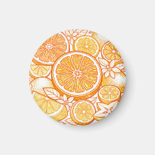 Lebendiges Orangen-Scheiben-Muster Magnet