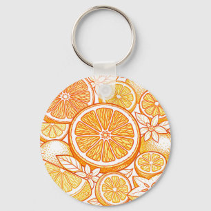 Lebendiges Orangen-Scheiben-Muster Schlüsselanhänger
