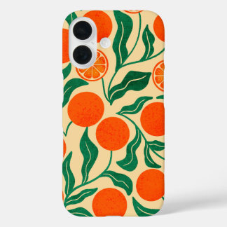 Lebendiges Orangen-Zitrus-Botanik-Muster iPhone 16 Hülle