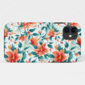 Lebendiges oranges Blumen-Garten-Muster - Elegante Case-Mate iPhone Hülle (Rückseite (Horizontal))