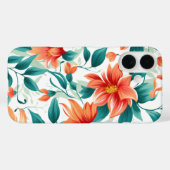 Lebendiges oranges Blumengarten-Muster - Eleganter Case-Mate iPhone Hülle (Rückseite (Horizontal))