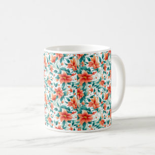 Lebendiges oranges Blumengarten-Muster - Eleganter Kaffeetasse