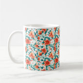 Lebendiges oranges Blumengarten-Muster - Eleganter Kaffeetasse (Links)