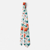 Lebendiges oranges Blumengarten-Muster - Eleganter Krawatte (Rückseite)