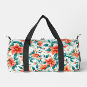 Lebendiges oranges Blumenmuster - Eleganter Tee Duffle Bag (Vorderseite)