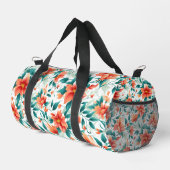 Lebendiges oranges Blumenmuster - Eleganter Tee Duffle Bag (Rechte Ecke)