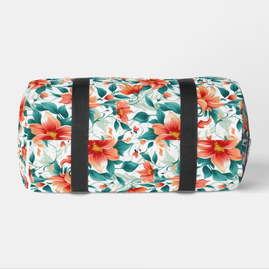 Lebendiges oranges Blumenmuster - Eleganter Tee Duffle Bag (Unterseite)