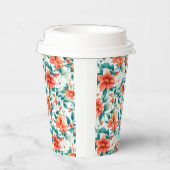 Lebendiges oranges Blumenmuster - Eleganter Tee Pappbecher (Rechts)