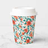 Lebendiges oranges Blumenmuster - Eleganter Tee Pappbecher (Vorderseite)
