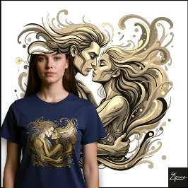 Lebendiges Paar umarmt psychedelische fließende Ku Tri-Blend Shirt