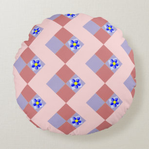 Lebendiges Patchwork-Blumenmuster  Rundes Kissen