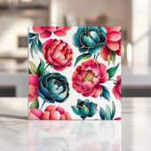Lebendiges Pfingstrosen-Blumenmuster Fliese