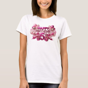 Lebendiges Pink HAPPY BIRTHDAY 5TH Druck T-Shirt