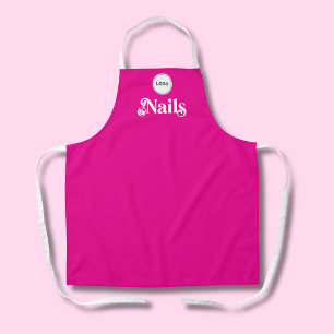 Lebendiges Pink Mitarbeiter Ihr Logo Nail Tech Sal Schürze