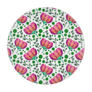 Lebendiges Pink-Orange-Blumenmuster Schneidebrett
