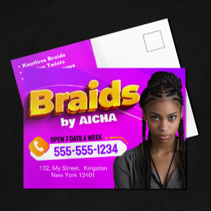 Lebendiges Pink und Gelb Afrikanisches Haar-Flecht Postkarte