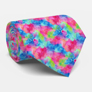 Lebendiges Pinky Pink und Coastal Blue Abstrakte W Krawatte