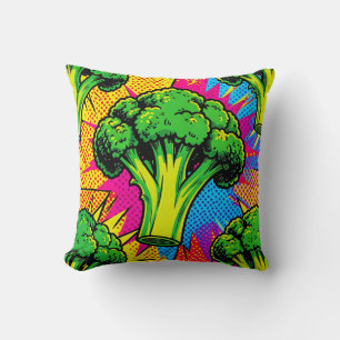 Lebendiges Pop-Art-Brokkolimuster Kissen