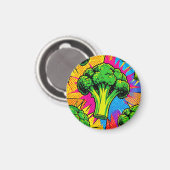 Lebendiges Pop-Art-Brokkolimuster Magnet (Vorderseite/Rückseite)