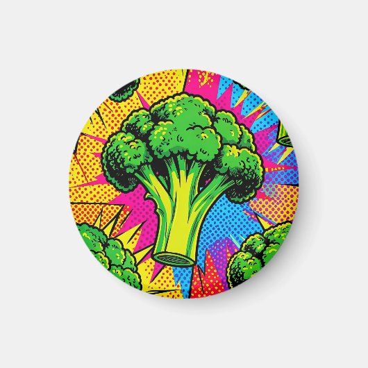 Lebendiges Pop-Art-Brokkolimuster Magnet (Vorne)
