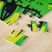 Lebendiges Pop-Art-Brokkolimuster Puzzle (Seite)