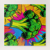 Lebendiges Pop-Art-Brokkolimuster Puzzle (Horizontal)