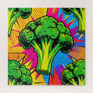 Lebendiges Pop-Art-Brokkolimuster Puzzle
