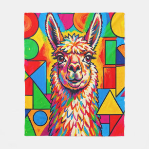 Lebendiges Pop-Art-Llama-Porträt Fleecedecke