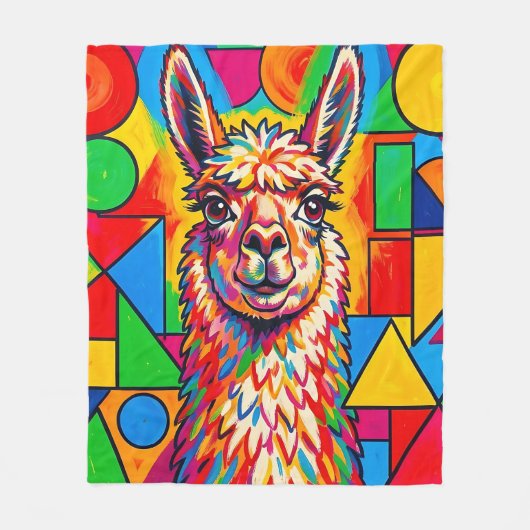 Lebendiges Pop-Art-Llama-Porträt Fleecedecke (Vorderseite)