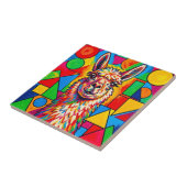 Lebendiges Pop-Art-Llama-Porträt Fliese (Seite)