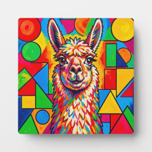 Lebendiges Pop-Art-Llama-Porträt Fotoplatte