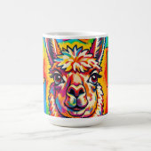 Lebendiges Pop-Art-Llama-Porträt Kaffeetasse (Mittel)