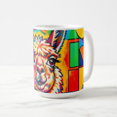 Lebendiges Pop-Art-Llama-Porträt Kaffeetasse (VorderseiteRechts)