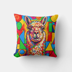 Lebendiges Pop-Art-Llama-Porträt Kissen