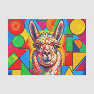 Lebendiges Pop-Art-Llama-Porträt Seidenpapier