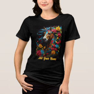 Lebendiges Pop-Art-Pferdeporträt Tri-Blend Shirt