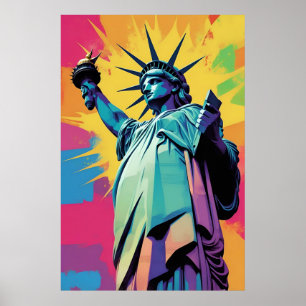 Lebendiges Pop-Art-Statue-of-Liberty-Plakat Wandku Poster
