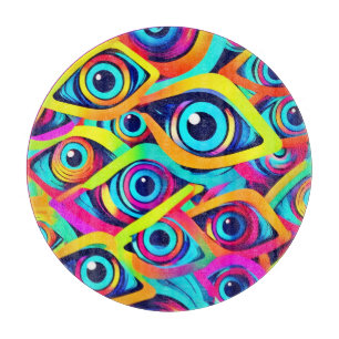 Lebendiges psychedelisches Augenmuster Schneidebrett