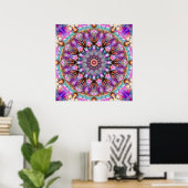 Lebendiges psychedelisches Kaleidoskop-Mandala Poster (Heimbüro)