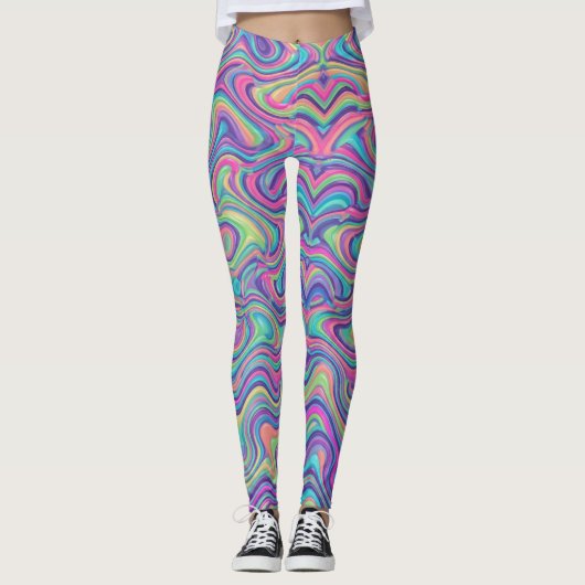 Lebendiges psychedelisches Marmormuster-Abstract Leggings (Vorderseite)