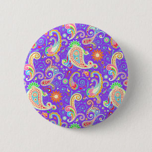 Lebendiges psychedelisches Paisley Button