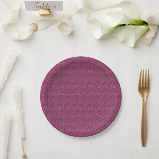 Lebendiges psychedelisches Paisley-Retro-Swirldesi Pappteller (Hochzeit)