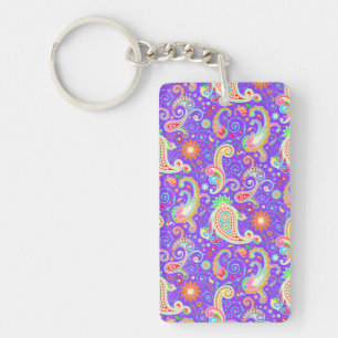Lebendiges psychedelisches Paisley Schlüsselanhänger